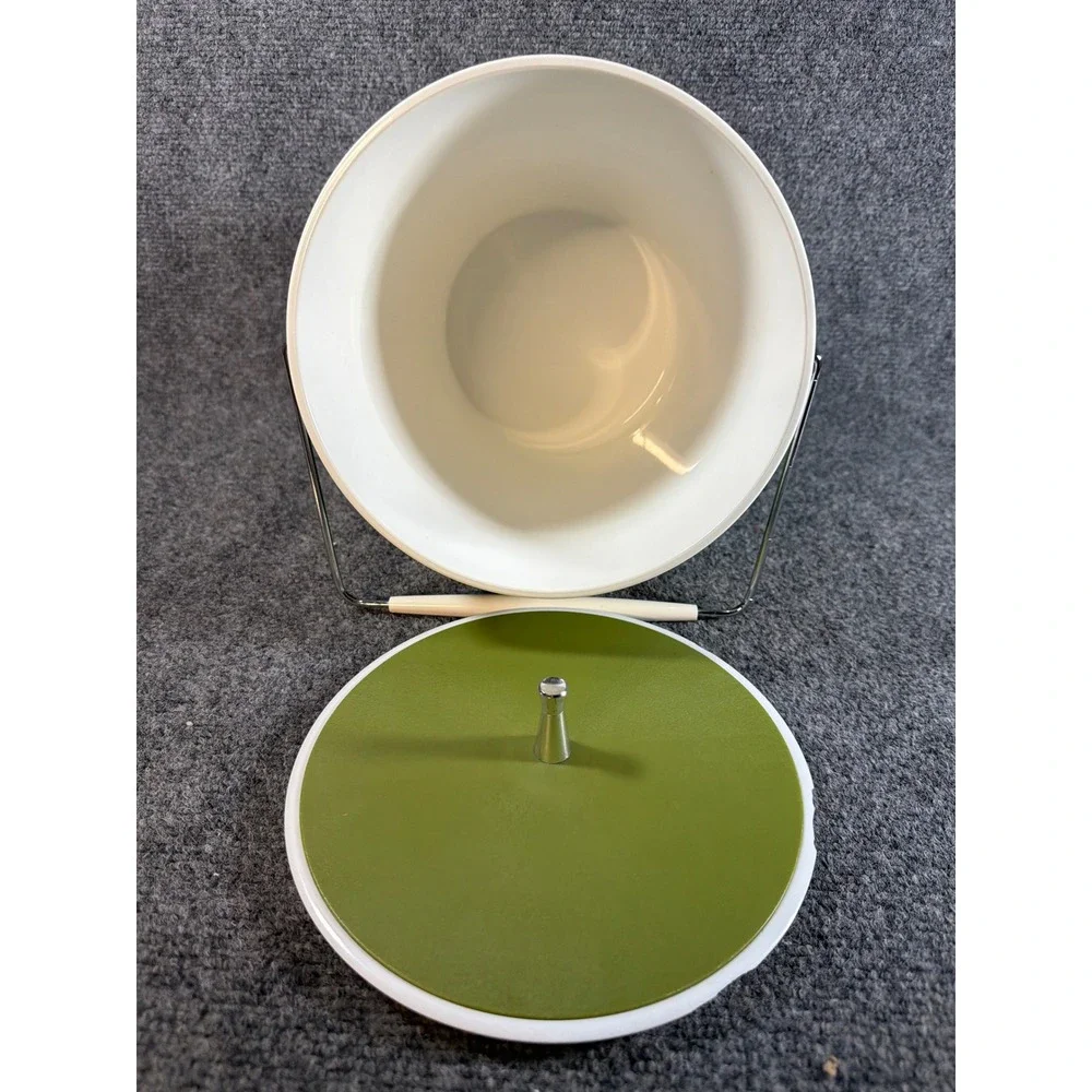 Vintage West Bend Avocado Green Ice Bucket Mid Century Modern MCM Made in USA